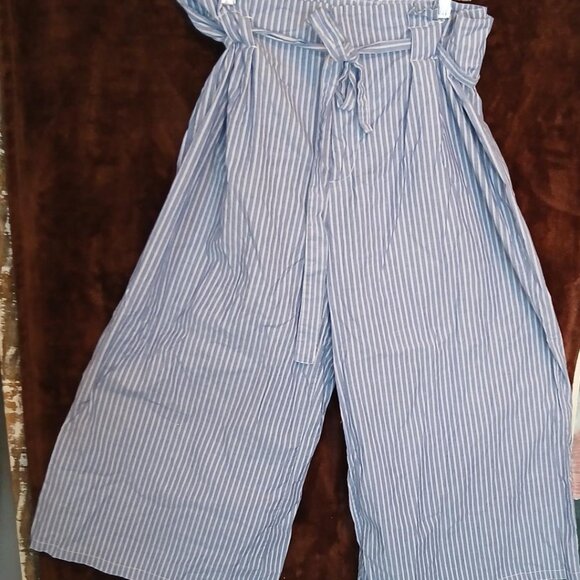 Love, Fire striped wide leg palazzo pants with matching belt SIZE XL - Picture 1 of 5